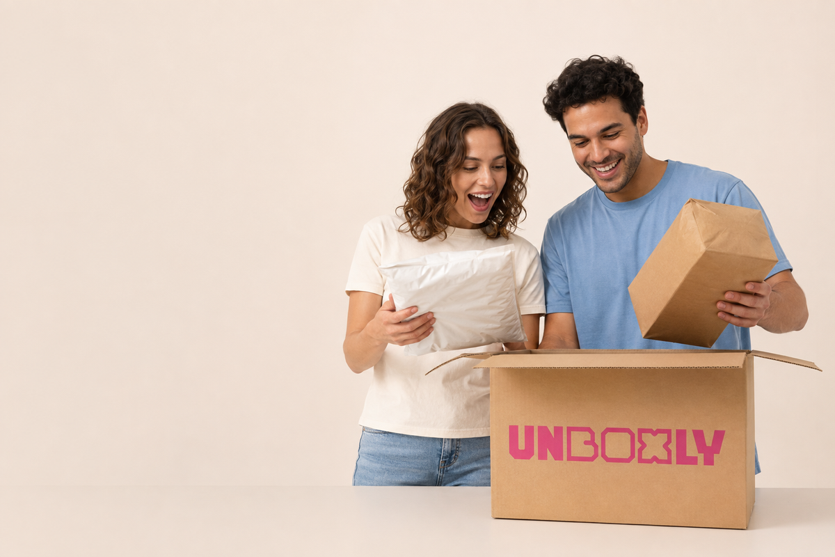 Friends unboxing an Unboxly box — illustrative image